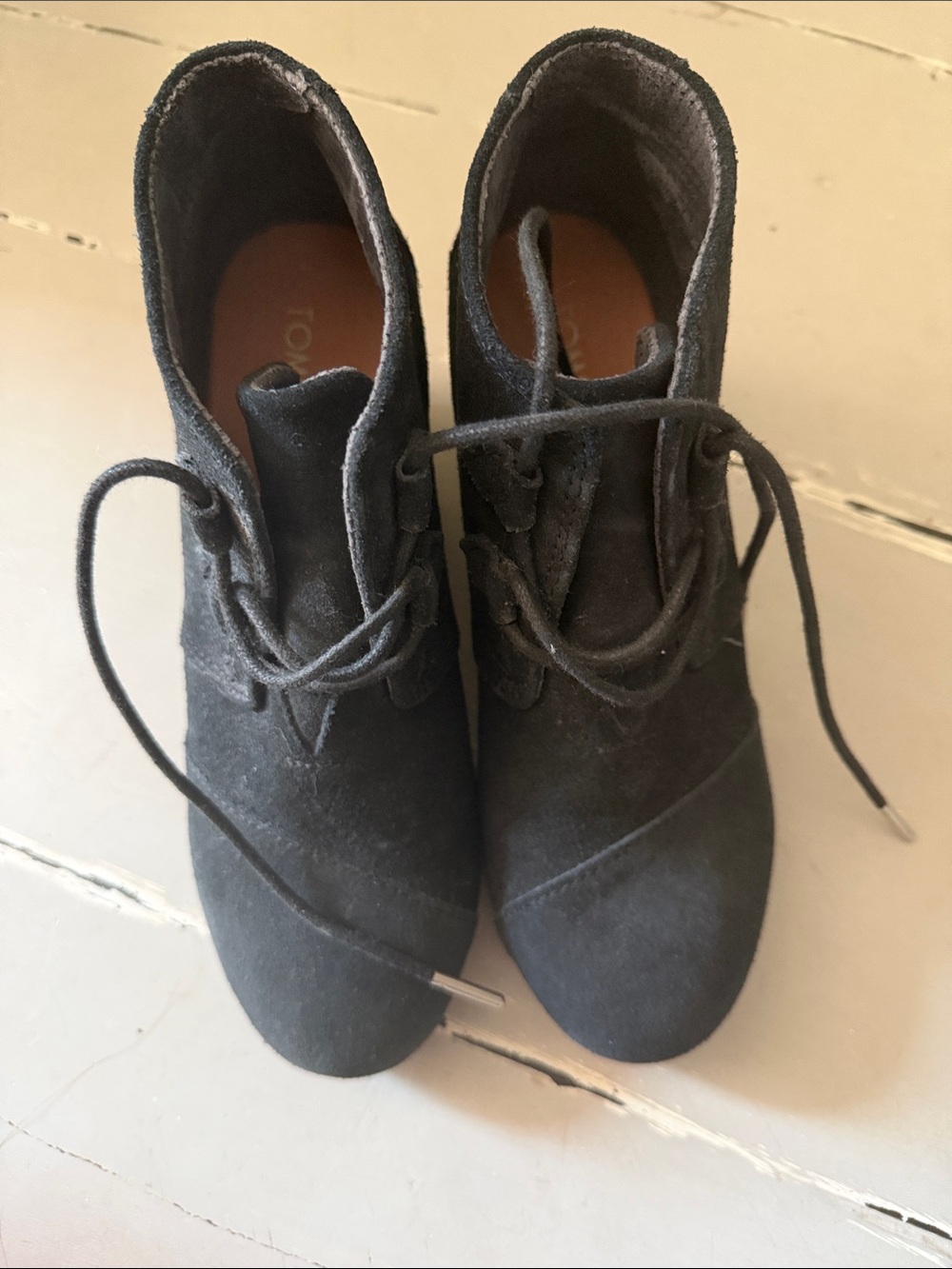 Toms Black Suede Lace-Up Ankle Boots
